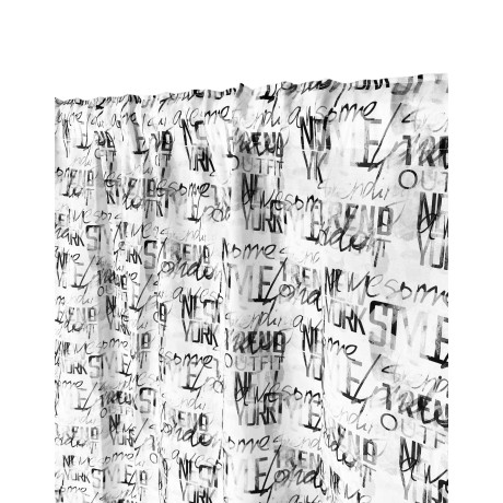 curtain printed in Italy with modern lettering