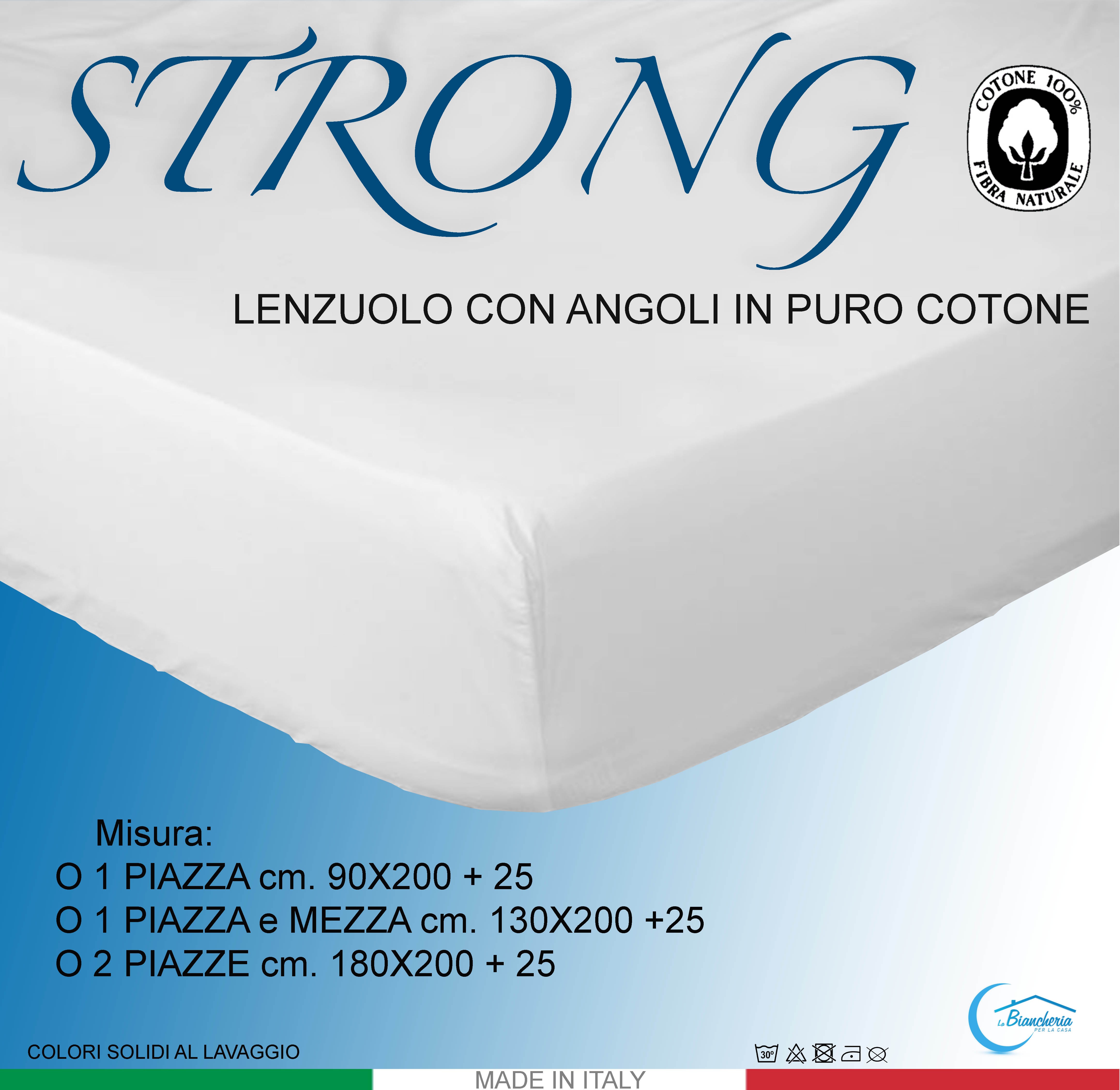Completo Lenzuola Made in Italy 100% cotone Tinta Unita BIANCO
