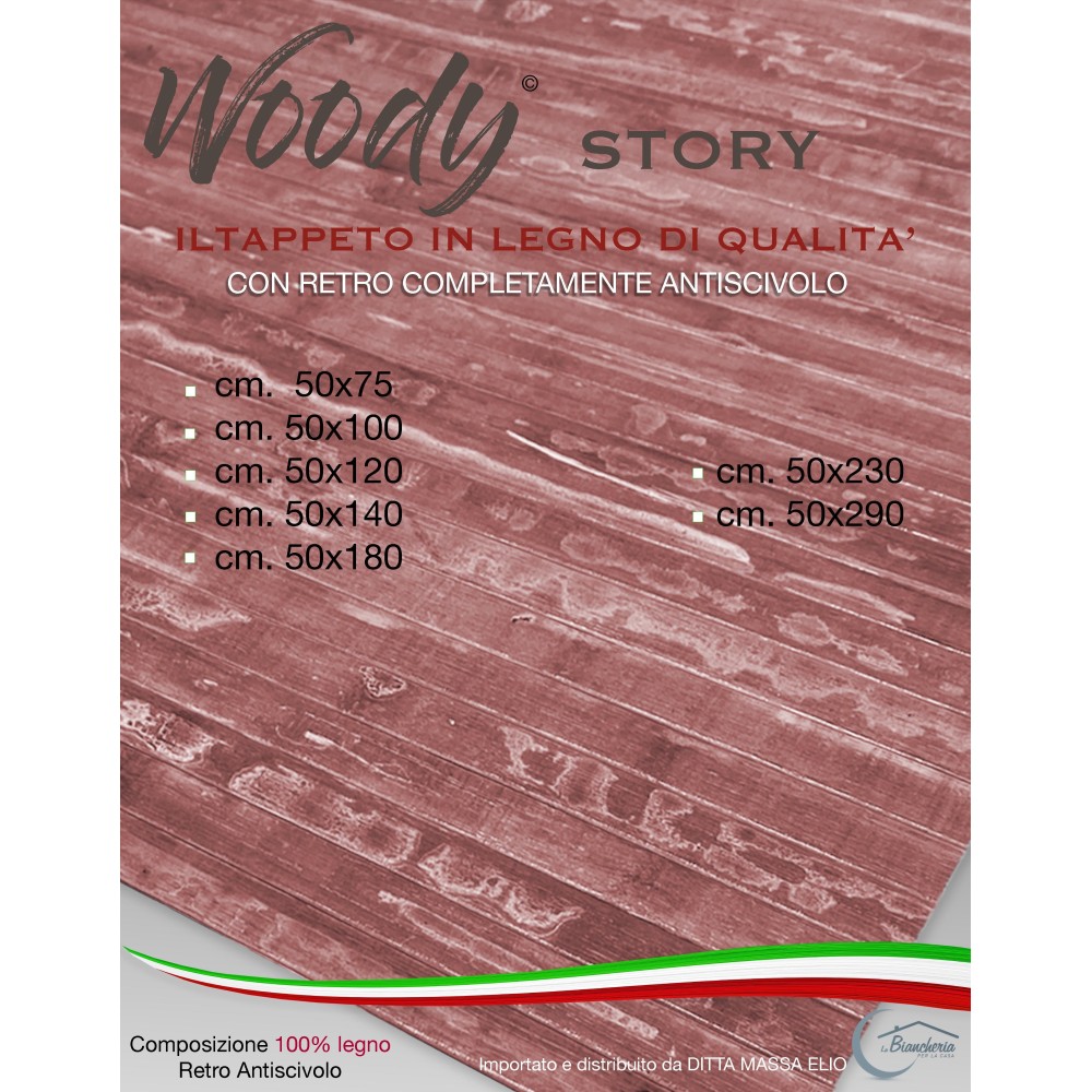 TAPPETO cucina WOODY © IN legno BAMBOO UNITO MIELE tutte le misure Misura  Cm. 50x75