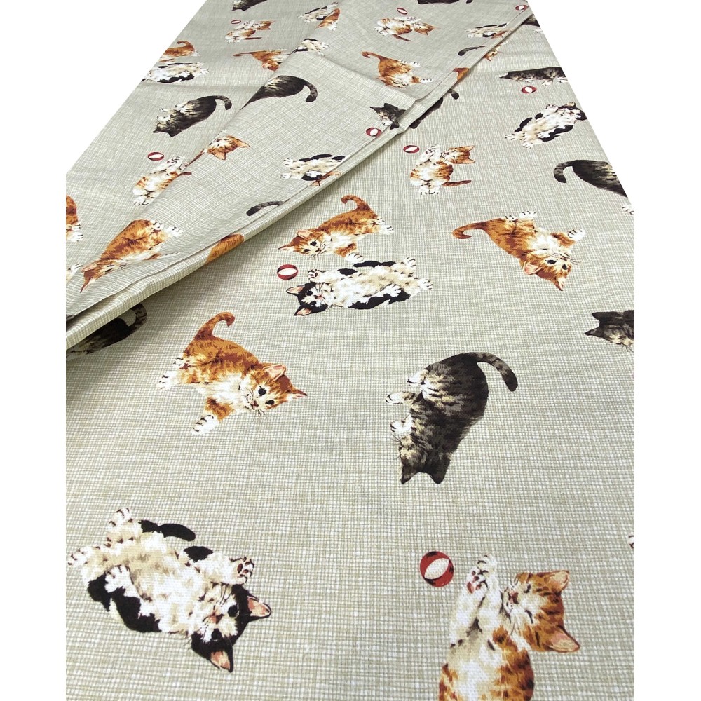 NAPPE BEIGE DE COTON DE CHATON De Mesure Pour Une Nappe Cm. 140x180 x6  personnes