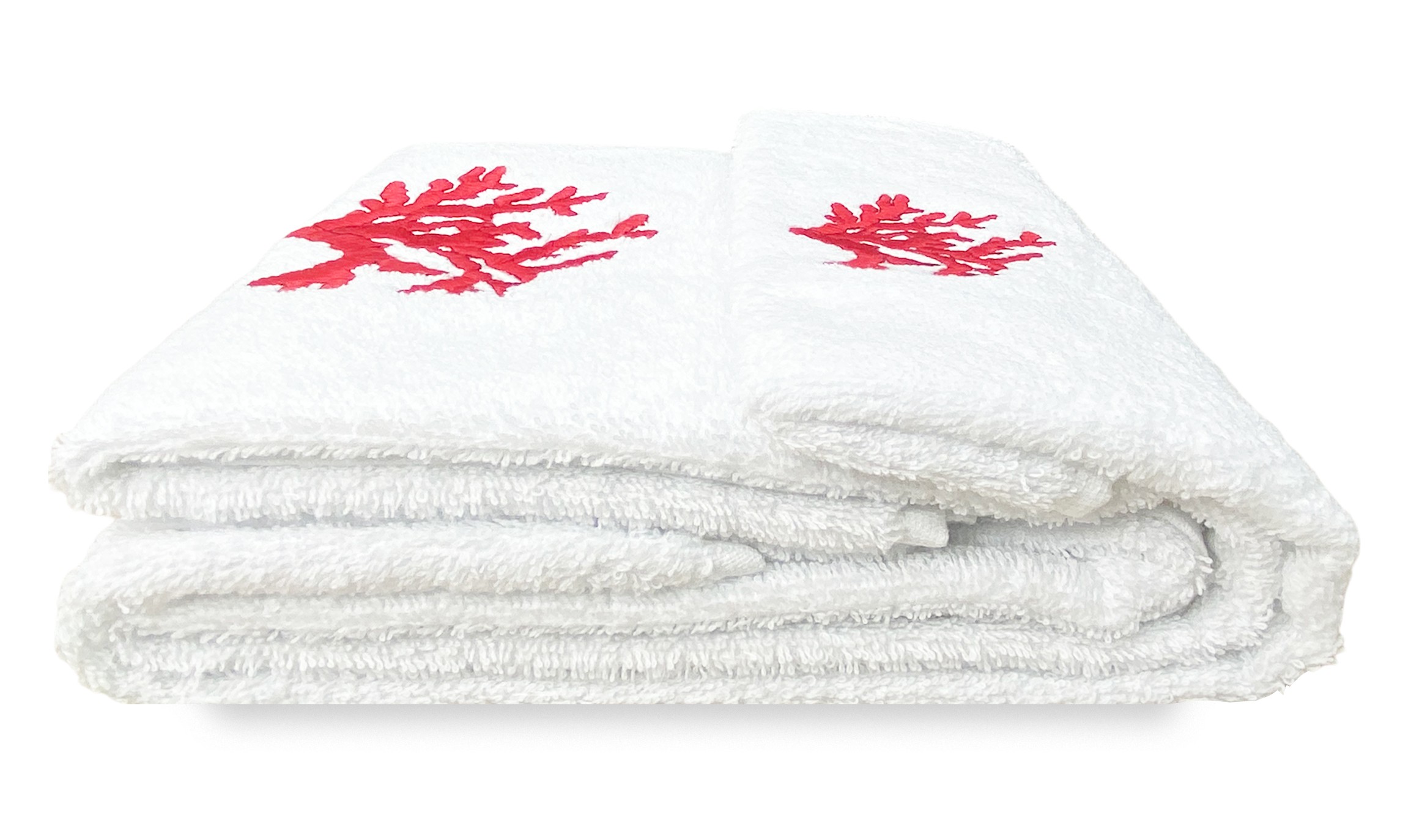 SET asciugamani CORALLO ROSSO puro cotone Made in Italy