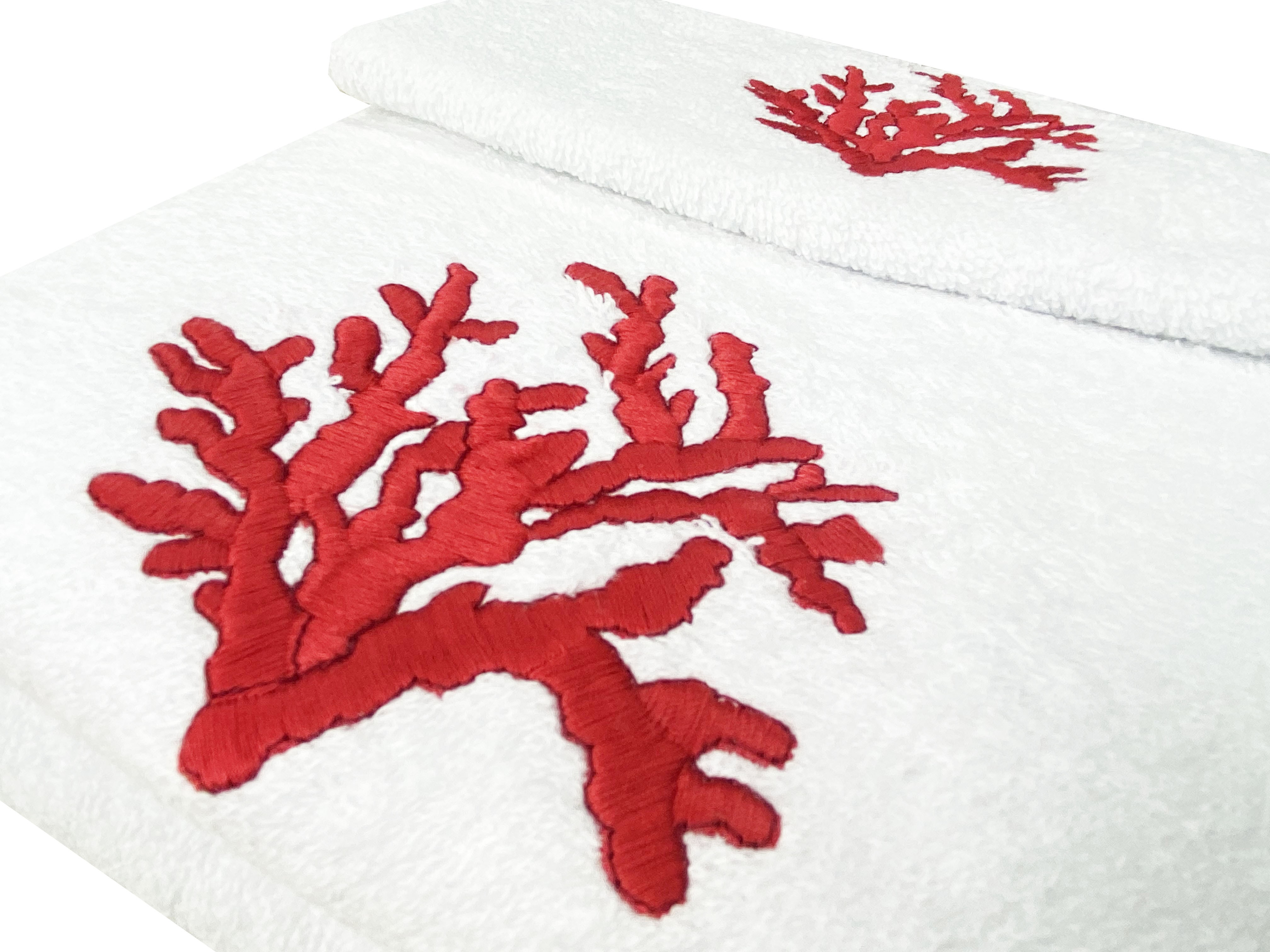 SET asciugamani CORALLO ROSSO puro cotone Made in Italy