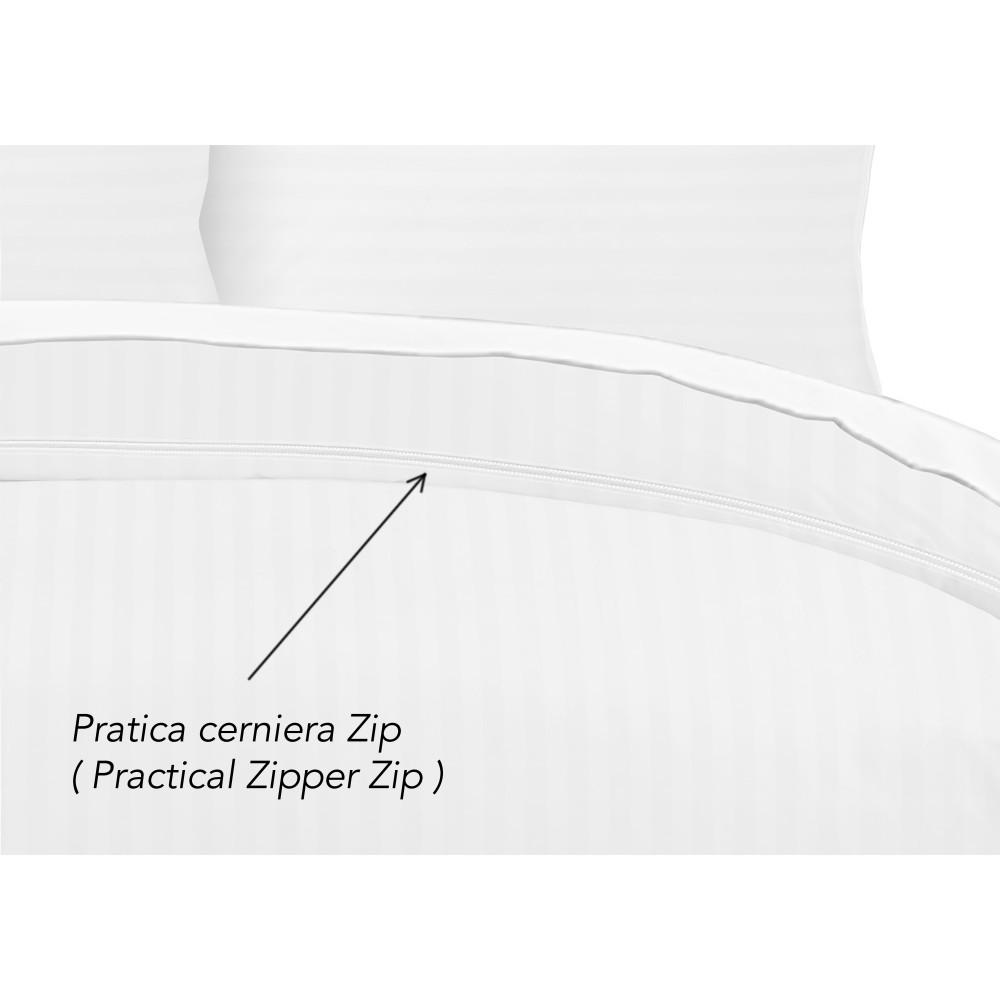 COPRIPIUMINO Rasatello Rigato in TINTA UNITA Bianco Matrimoniale cm. 250x200