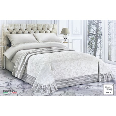 copriletto pizzo macramè con pizzo alto