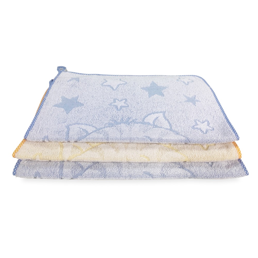 SET 3 ASCIUGAMANI ASILO bambino COCCOLE cm. 40x50 in Puro cotone Taglia 3  PEZZI BAMBINO MASCHIO