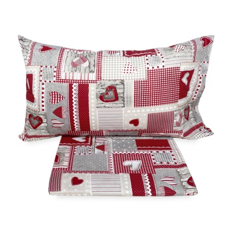 Tyrolean duvet cover with burgundy aprica hearts