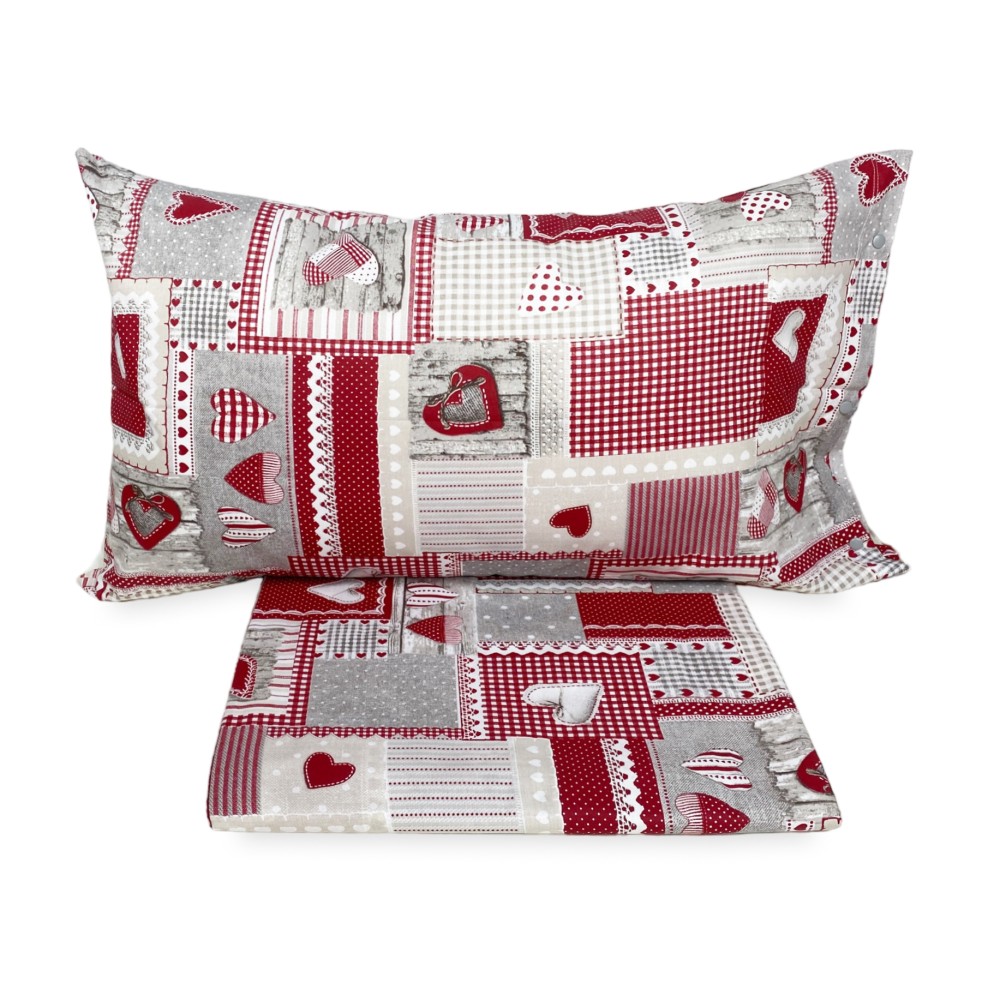 Copripiumino tirolese cuori aprica bordeaux