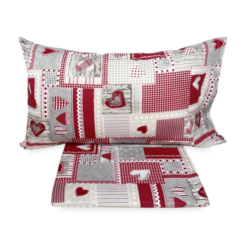 Copripiumino tirolese cuori aprica bordeaux