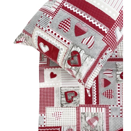 Tyrolean duvet cover in burgundy cotton, ideal for chalets and B&Bs