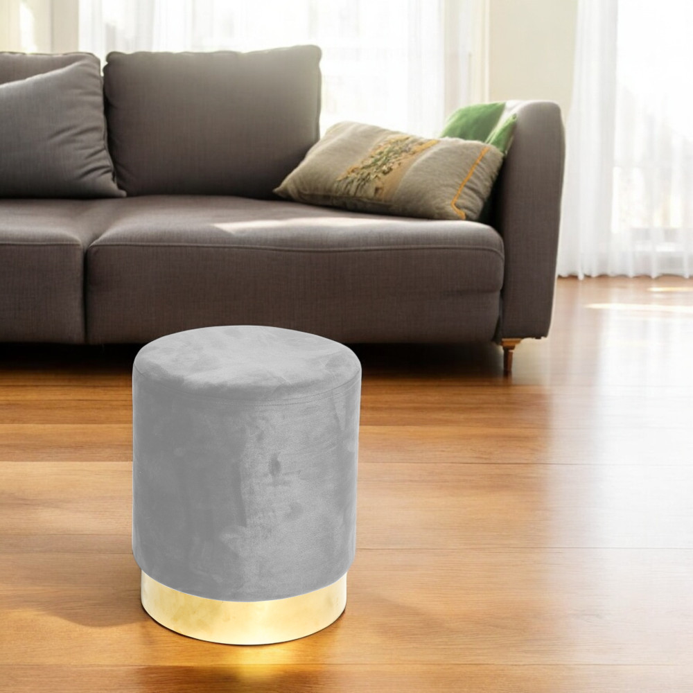 Grey velvet pouf discount