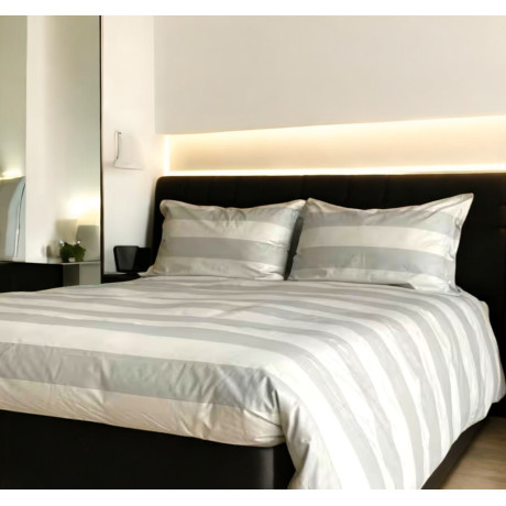 Ensemble housse de couette française crème taupe - Coton fabriqué à la main, style hôtel de luxe