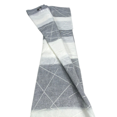 Yara Grey Embroidered Curtain 140x300 cm with Metal Eyelets - Modern Panel