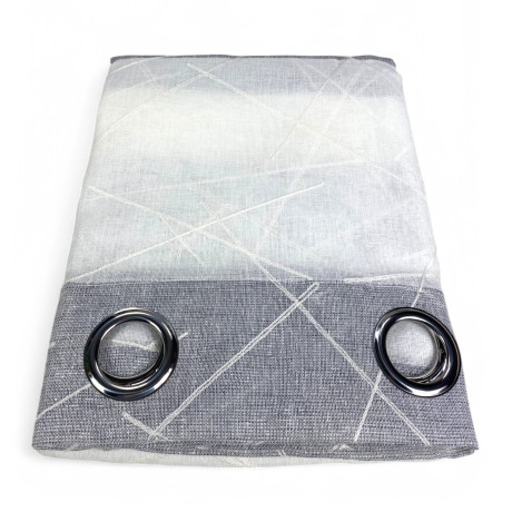 Yara Grey Embroidered Curtain 140x300 cm with Metal Eyelets - Modern Panel