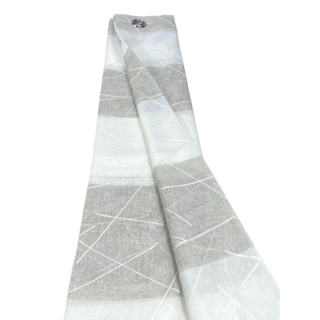 Yara beige embroidered curtain 140x300 cm with metal eyelets - Modern panel