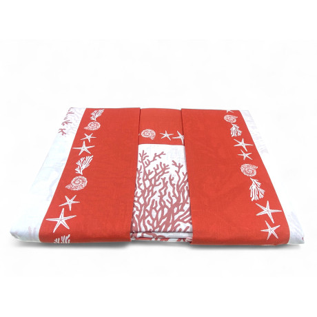 Juego de sábanas dobles MAXI con estampado de coral rojo - 100% algodón
