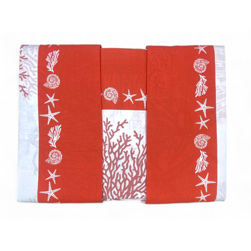 Sábana bajera con esquinas elásticas - patrón de coral rojo