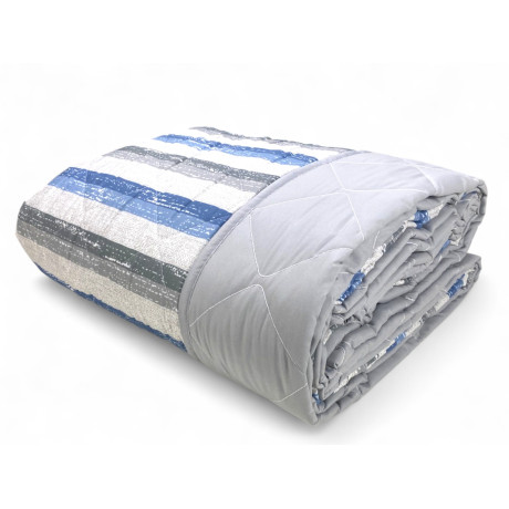 Blue striped quilt for double bed - mid-season microfiber bedspread