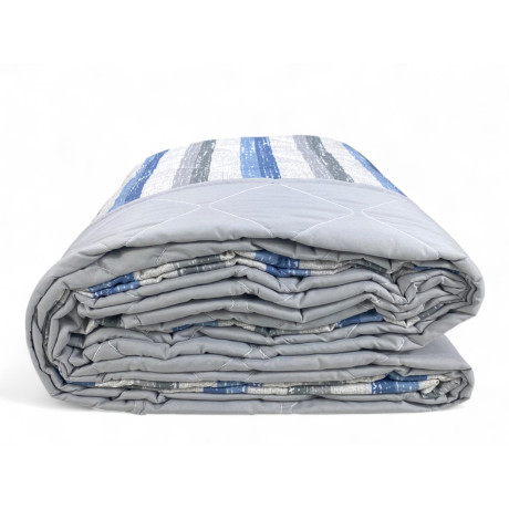 Blue striped quilt for double bed - mid-season microfiber bedspread
