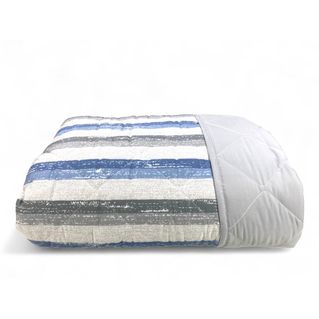 Blue striped quilt for double bed - mid-season microfiber bedspread