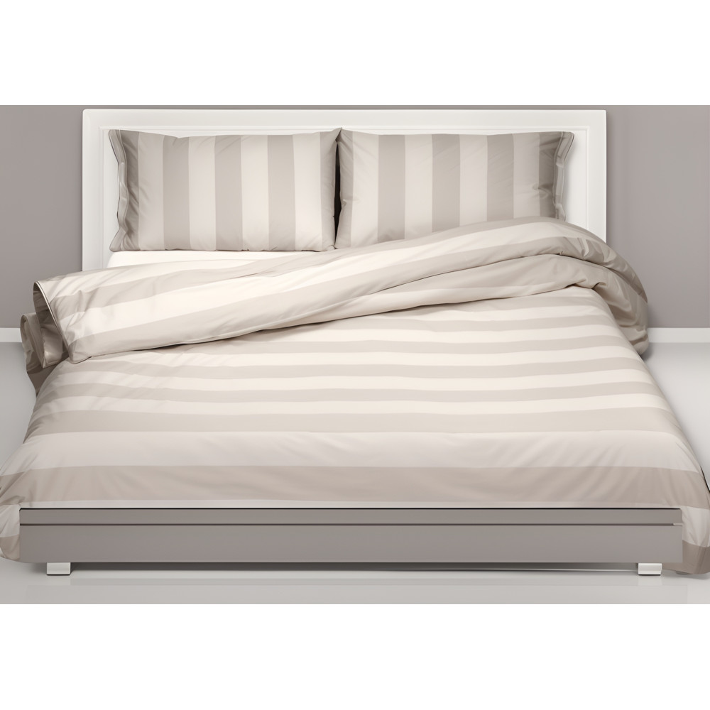 Housse de couette rayée crème taupe - Design rayé élégant - 100 % coton Fabriqué en Italie Housse de couette rayée crème taupe - Design rayé élégant - 100 % coton Fabriqué en Italie