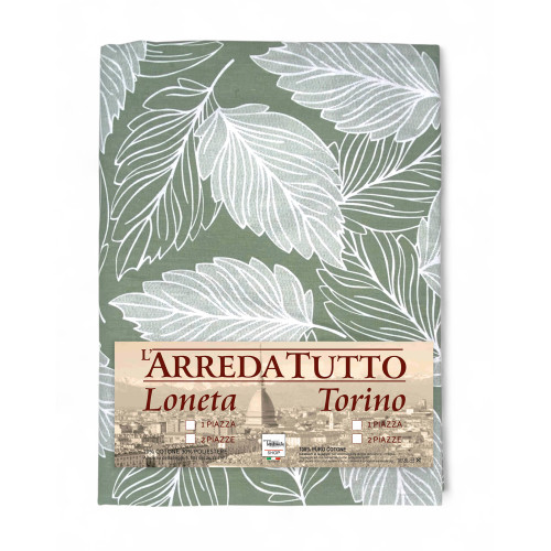 1 square green leaf cover in cotton Made in Italy