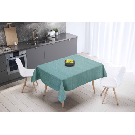 LIMA Acqua Marina Tischdecke – Vorderansicht des Tisches – Kunststoffbeschichtetes Wachstuch