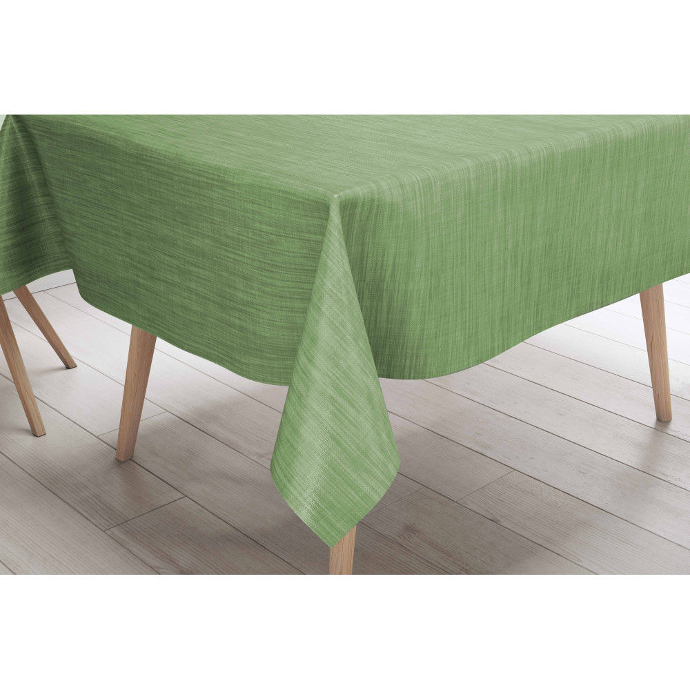 Nappe LIMA Vert Clair – Vue set dans la cuisine – Toile cirée effet lin Nappe LIMA Vert Clair – Vue set dans la cuisine – Toile cirée effet lin