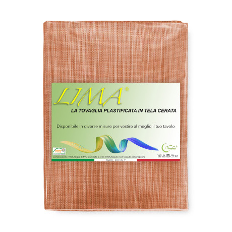 Mantel LIMA Naranja – Conjunto de vistas en la cocina – Hule efecto lino