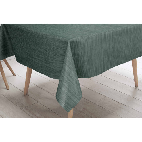Nappe LIMA Vert Foncé – Ensemble de vue dans la salle à manger – Effet lin PVC