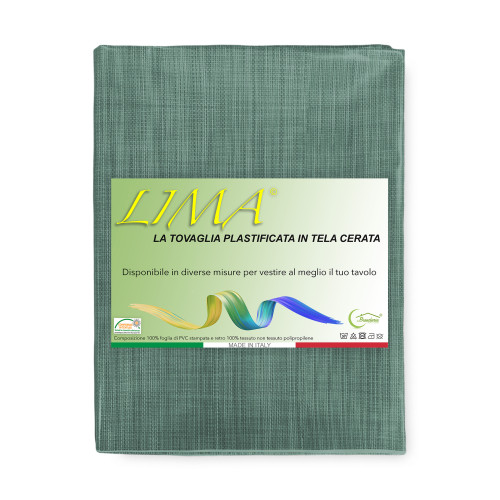 Confezione tovaglia LIMA Verde Scuro – Made in Italy, plastificata, lavabile