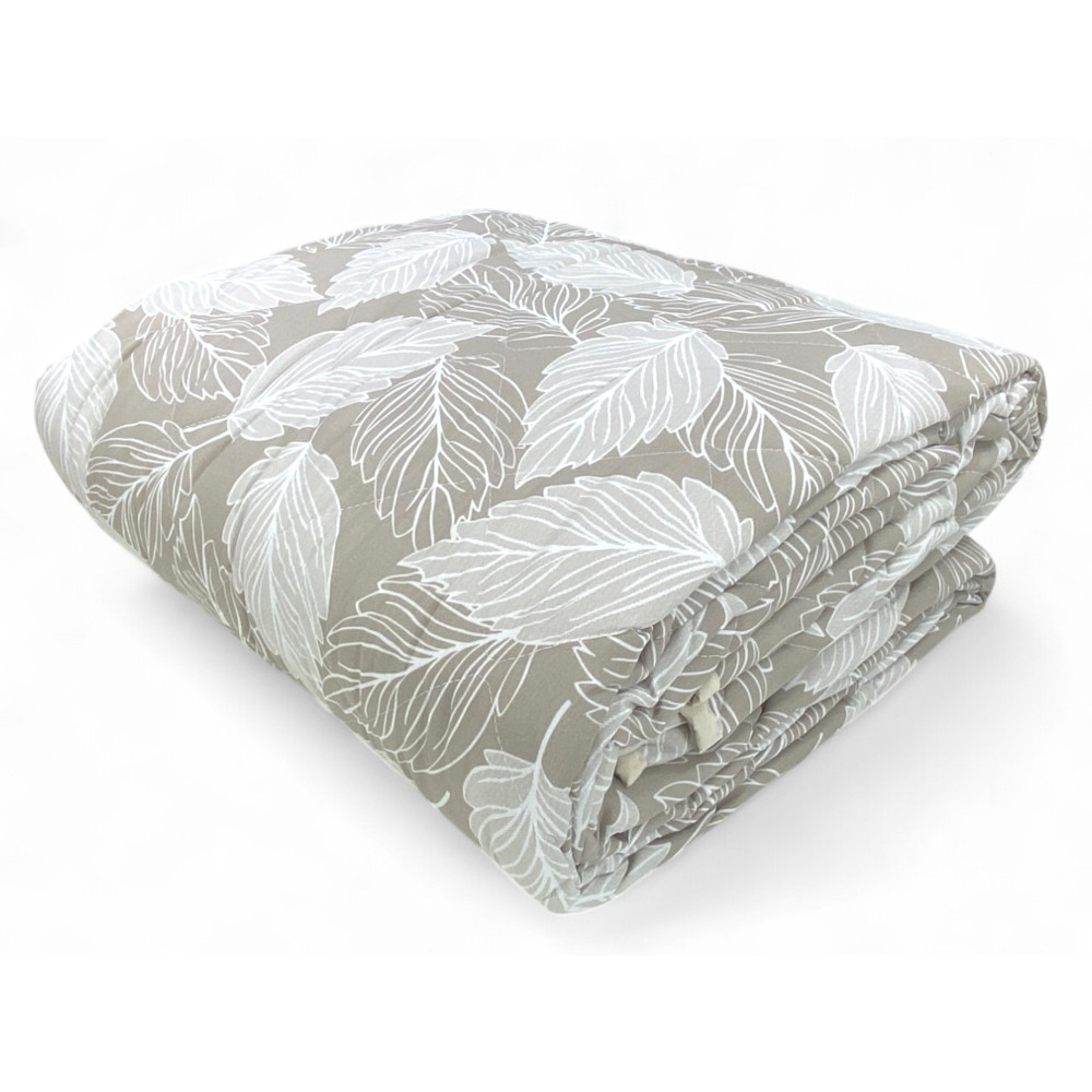 Beige Leaf Quilt - Colcha ligera de microfibra acolchada de entretiempo - Made in Italy Beige Leaf Quilt - Colcha ligera de microfibra acolchada de entretiempo - Made in Italy