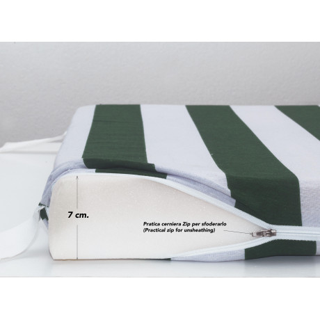 Oreiller en mousse à mémoire de forme 40x60x7 cm avec housse blanche/verte combinée avec le surmatelas