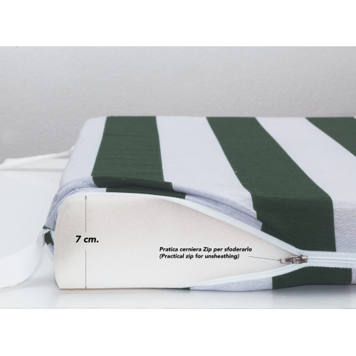 Memory foam pillow 40x60x7 cm with white/green cover combined with the topper