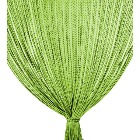 Cortina Mariel con abalorios verdes reunidos en el centro, elegante y decorativo