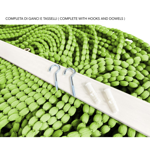Accesorios incluidos para la carpa verde Mariel: ganchos, tacos y barra de PVC