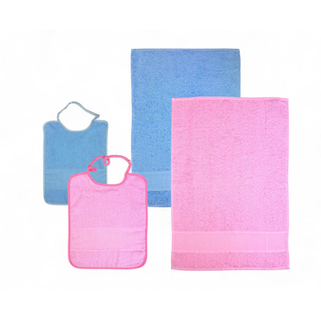 Conjunto de guardería rosa de 2 piezas con babero y toalla de rizo de algodón