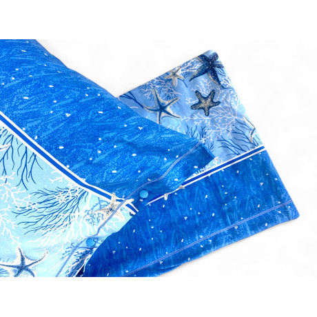 Pillowcase with buttons and sea corals – 100% Italian cotton fabric