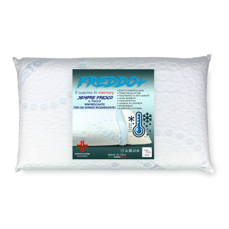 FREDDO+ Memory Foam Ice-Touch pillow front view with cooling cover