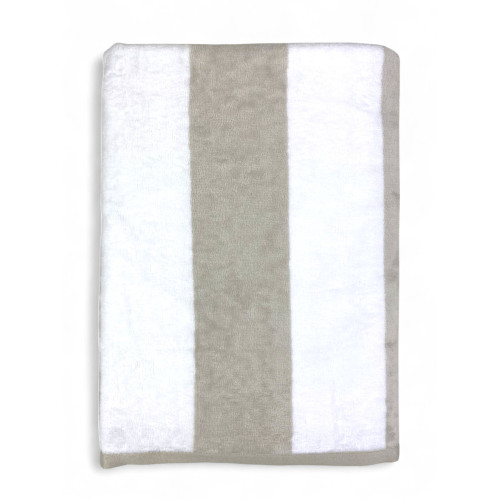 Forte dei Marmi serviette de plage en jacquard à rayures beige gris tourterelle 90x165 cm en coton éponge