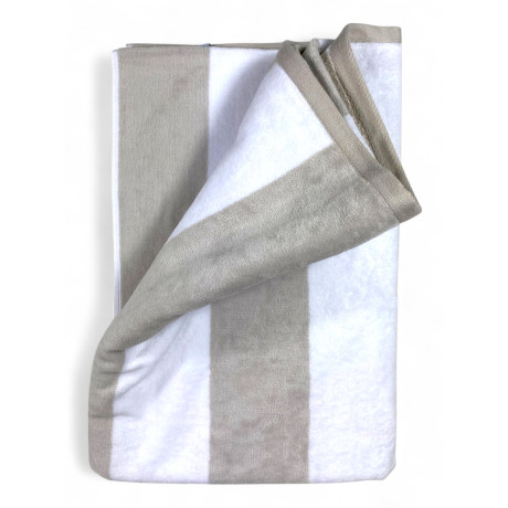 Toalla de playa Forte dei Marmi jacquard con rayas beige gris tórtola 90x165 cm en rizo de algodón