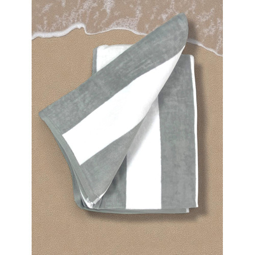 Asciugamano spiaggia righe grigie in cotone jacquard double-face