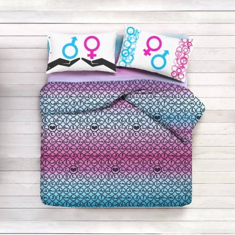 Copripiumino Kamasutra - Set letto in cotone con stampa erotica - Made in Italy
