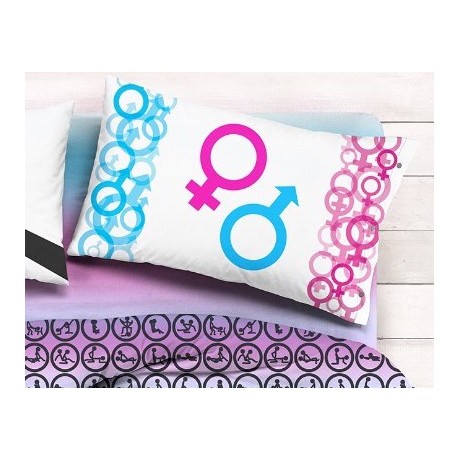 Copripiumino Kamasutra - Set letto in cotone con stampa erotica - Made in Italy