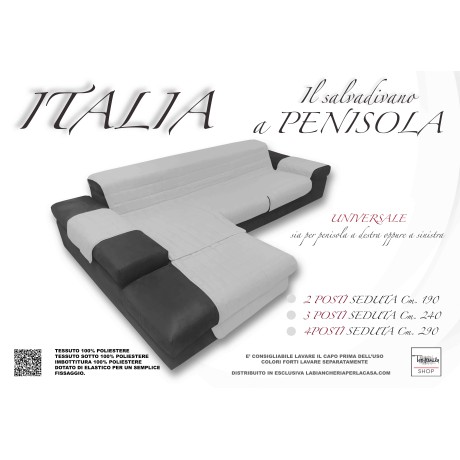 SOFA COVER ITALIA IL SOFA PROTECTOR WITH QUILTED PENINSULA LIGHT GREY