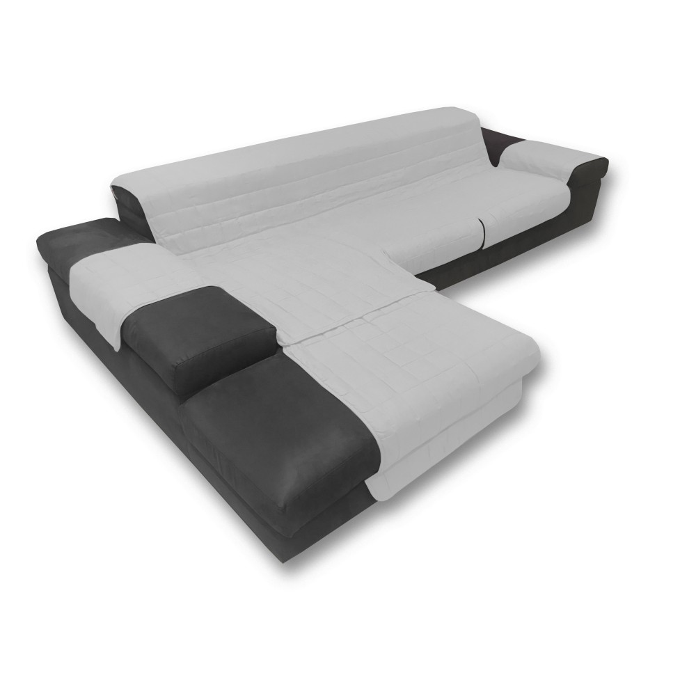Salvadivano universale per divano a penisola stampato in tinta unita grigio  Misura Seduta cm. 190