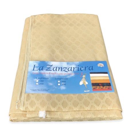 CORTINA DE MALLA CON MOSQUITERA DE DIAMANTE PARA EXTERIOR PLOMO ANCHO Cm.200 BEIGE LISO