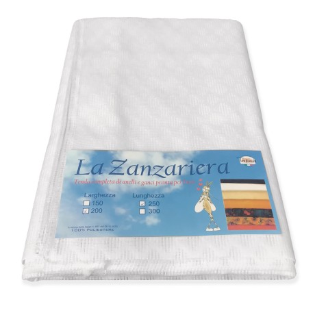 CORTINA DE MALLA CON MOSQUITERA DE DIAMANTE PARA EXTERIOR PLOMO ANCHO Cm. 200 BLANCO LISO