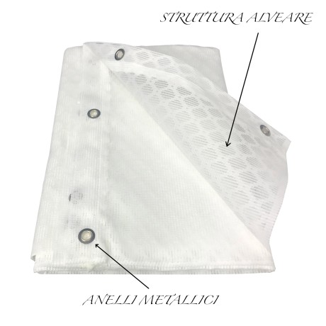 CORTINA DE MALLA CON MOSQUITERA DE DIAMANTE PARA EXTERIOR PLOMO ANCHO Cm. 200 BLANCO LISO