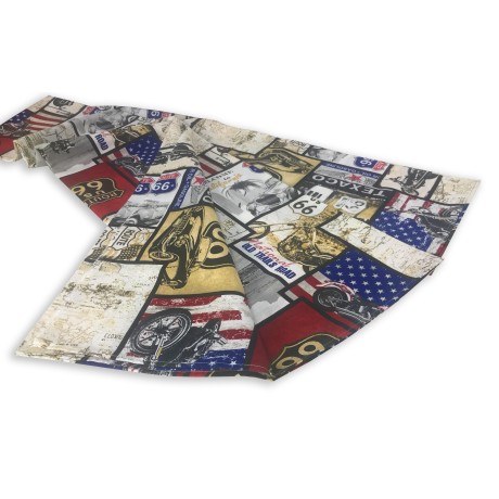 HANDTUCH COPRITUTTO GRAN FOULARD TAGESDECKE SOFABEZUG LONETA STOFF U.S. ROUTE 66 NEU