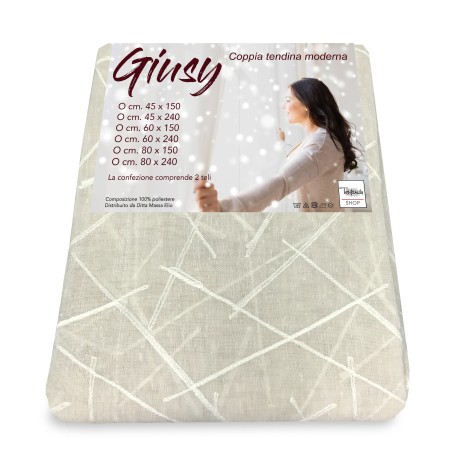 PAAR MODERNE GLASVORHÄNGE 45 oder 60 ODER 90 BREIT GIUSY BEIGE